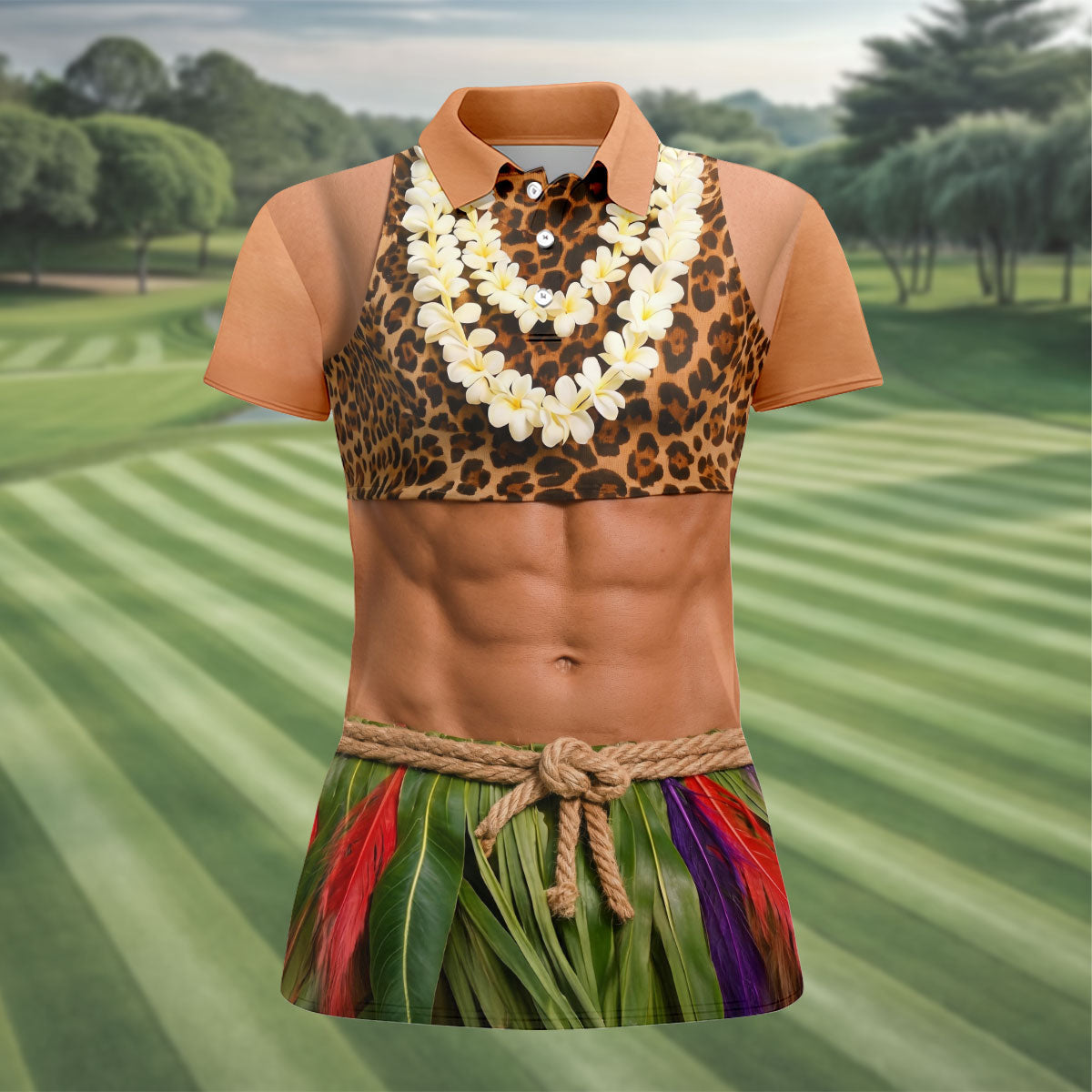 Hawaiian Hula Costume Muscle Polo Shirt, Women's Summer Shirts, Funny Shirts For Women