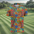 Colorful Floral Paisley Pattern Polo Shirt, Hawaiian Golf Shirt, Mens Golf Apparel