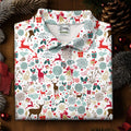 Vintage Reindeer White Christmas Golf Tops For Men, Gift Christmas Golf Shirt Polos, Men Golf Apparel