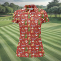 Tropical Santa Summer Christmas Pattern Polo Shirt, Womens Golf Polo, Christmas Shirt