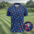 Funny Christmas Characters Golf Pose Navy Golf Shirt, Christmas Golf Shirt, Polo Shirts For Men