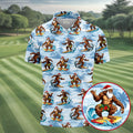 Funny Surfing Santa Bigfoot Christmas Polo Shirt, Mens Golf Polo, Hawaiian Golf Shirt