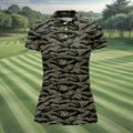 Rhodesian Tiger Stripe Camo Hawaiian Golf Shirt, Women's Golf Tops, Ladies Golf Shirts