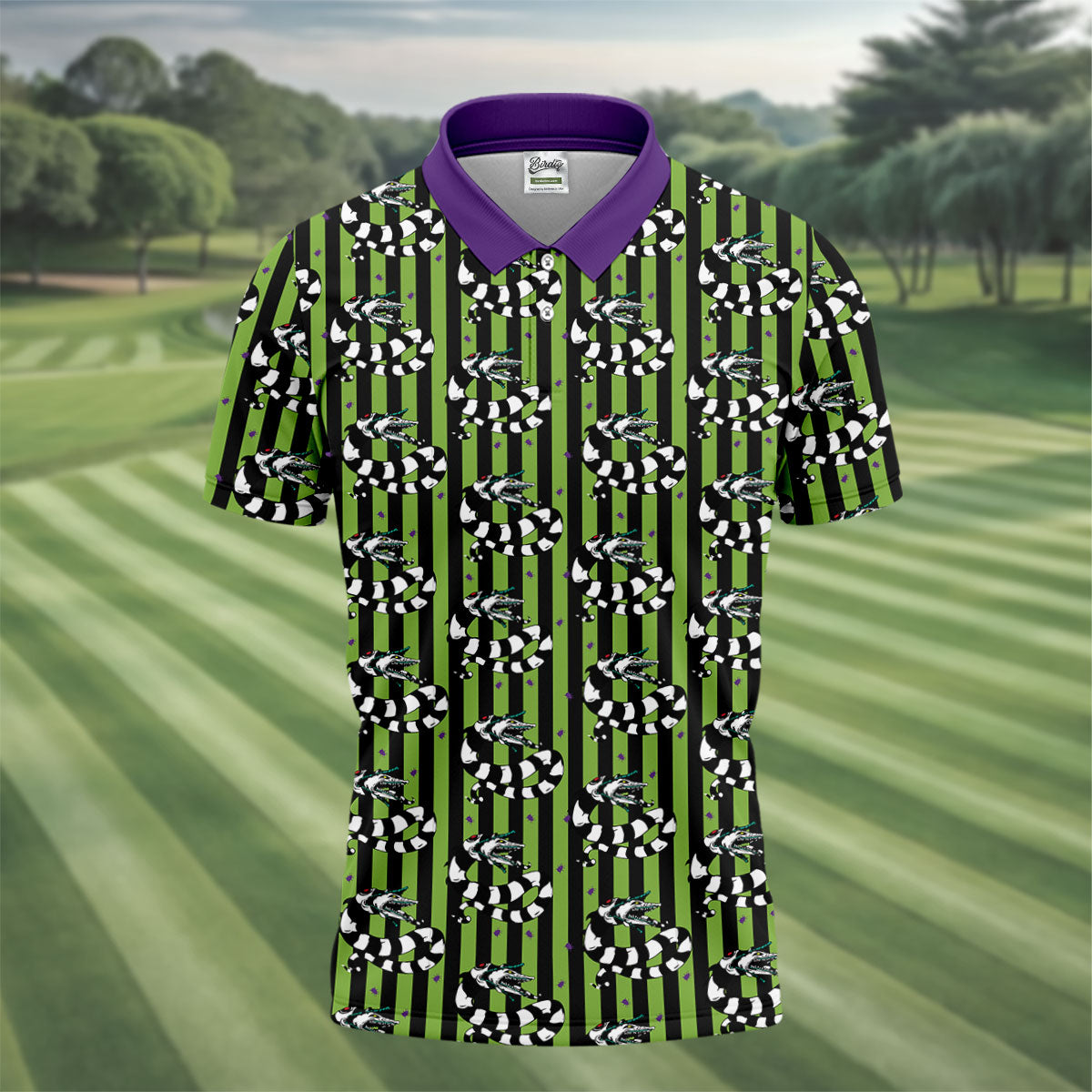 Beetle Stripe Snake Halloween Golf Polo Shirt for Men, Golf Polo Shirts For Men, Printed Golf Shirts