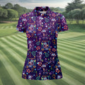 Christmas Neon Santa Golf Pose Women's Funny Golf Tops, Christmas Golf Shirt, Polo Shirts For Women