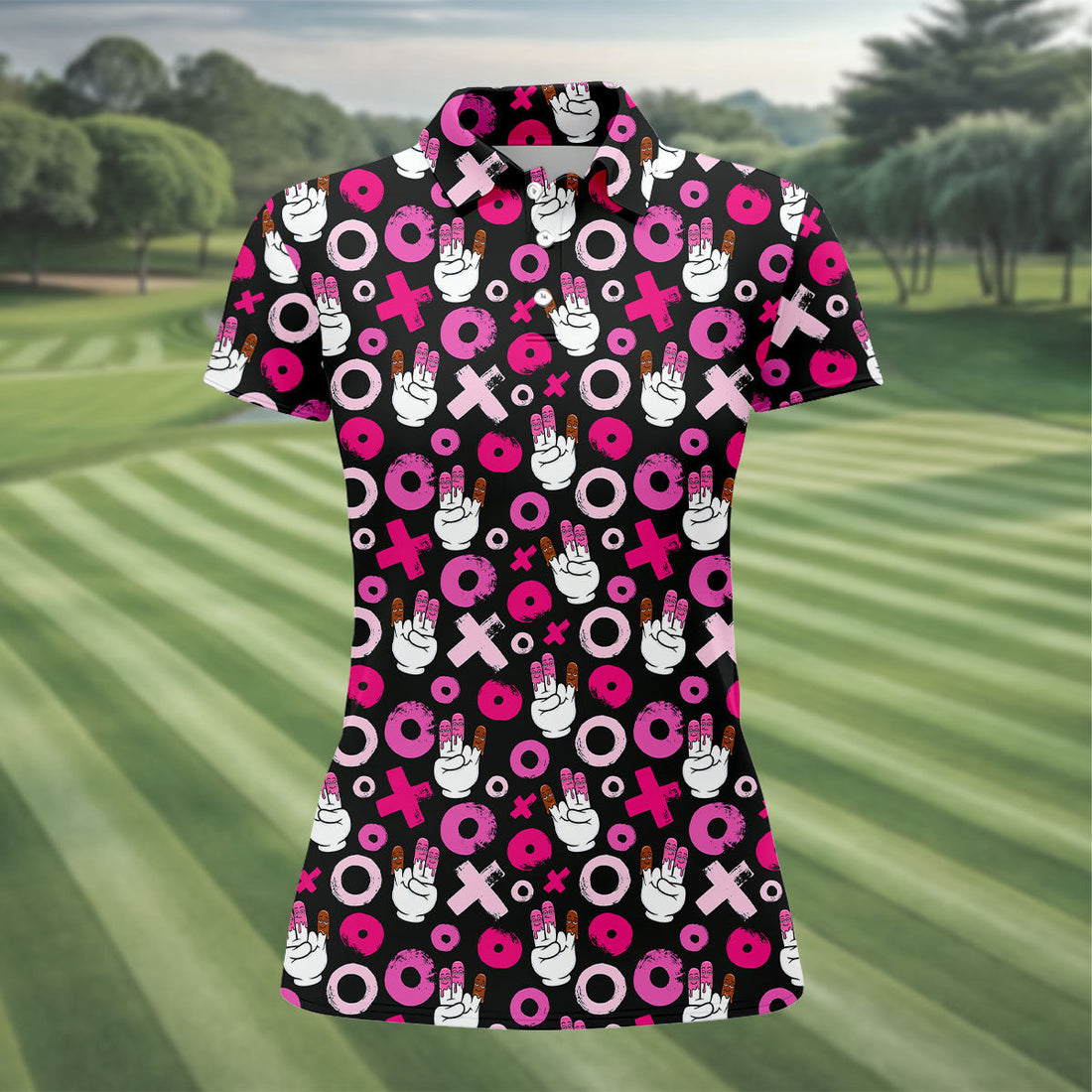 Chocolate Fingers Adult Humor XOXO Fun Women's Golf Shirts, Valentines Golf Gift, Women's Golf Tops