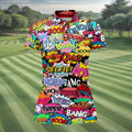 Comic Pop Art Golf Shirt, Retro Speech Bubble Pattern, Polo Shirts For Women