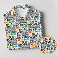 In A World Where You Can Be Anything Be Kind Autism Awareness Puzzle Pattern White Golf Shirt, Women's Golf Shirts
