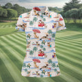 Summer Chihuahua Paradise Pattern Hawaiian Golf Polo, Golf Tops For Women, Golfing Apparel