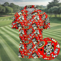 Casino Golf Pattern Red Hawaiian Golf Polo Shirt, Mens Golf Polo, Polo Shirts For Men