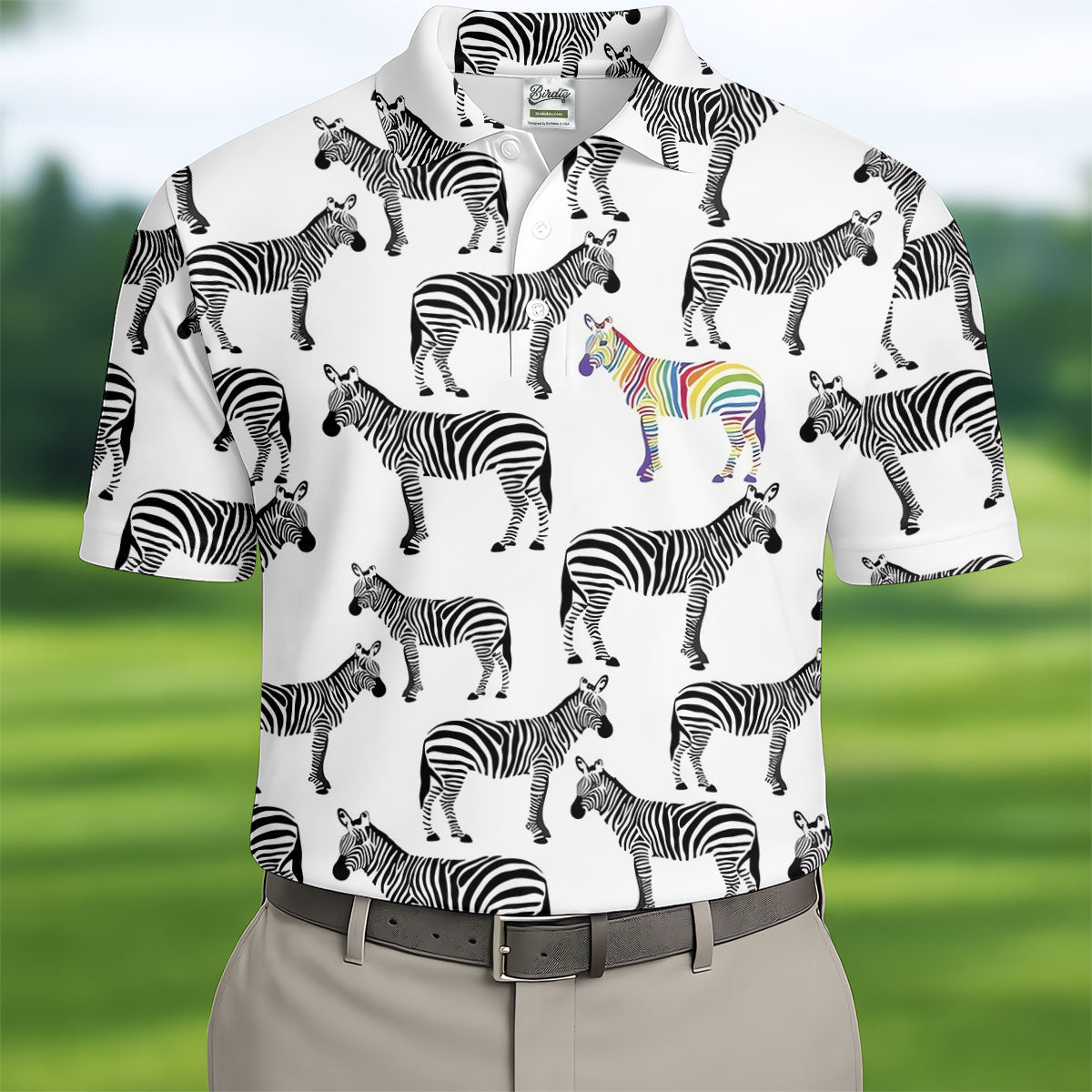 Rainbow Zebra Be Yourself Pride Month Support Golf Tops For Men, LGBT Community Polo Shirts For Men