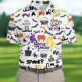 Halloween Witch Pattern Golf Polo Shirt, Mens Golf Shirts, Golf Apparel For Men