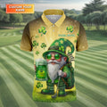Happy St Patrick's Day Shamrock Gnome Golf And Beer Polo Shirts For Men, Golf Shirts For Men