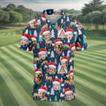 Custom Face Pine Tree Reindeer Dark Teal Green Christmas Golf Shirt, Golf Shirts For Men, Golf Gift For Men
