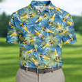 Funny Tropical Beer Bottle Pattern Golf Polo Shirt, Printed Golf Shirts, Mens Golf Apparel