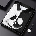 Black White Skull Face Halloween Golf Polo Shirt, Womens Golf Tops, Hawaiian Golf Shirt