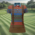 Tribal Suspender Pattern Halloween Golf Polo Shirt, Golf Polo For Women, Printed Golf Shirt