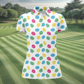 Colorful Easter Eggs White Golf Shirt, Cute Golf Outfit, Ladies Golf Shirts, Women's Polo Shirt