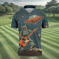 Robot UFO Sleeveless Golf Shirt, Cute Golf Outfit, Mens Polo Shirts, Golf Shirts For Men