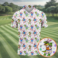 Easter Dinosaur Gradient Pattern Men's Funny Golf Shirts, Golf Shirts For Men, Polo Shirts For Men