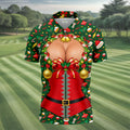 Festive Christmas Corset Bow Golf Polo Shirt, Christmas Golf Shirt, Mens Golf Apparel