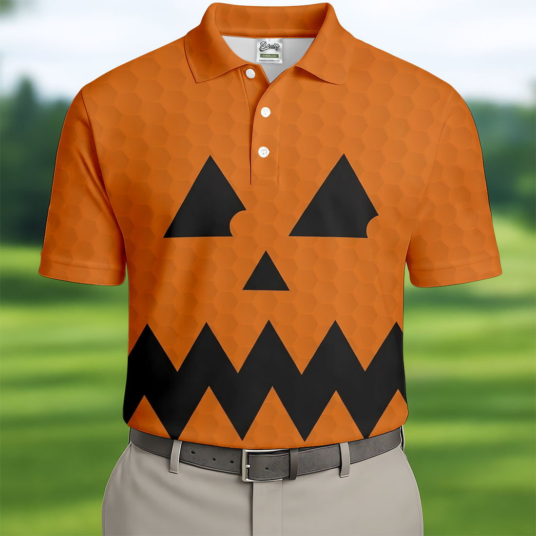 Halloween Jack O Lantern Golf Shirt, Men's Golf Shirt, Hawaiian Golf Shirt