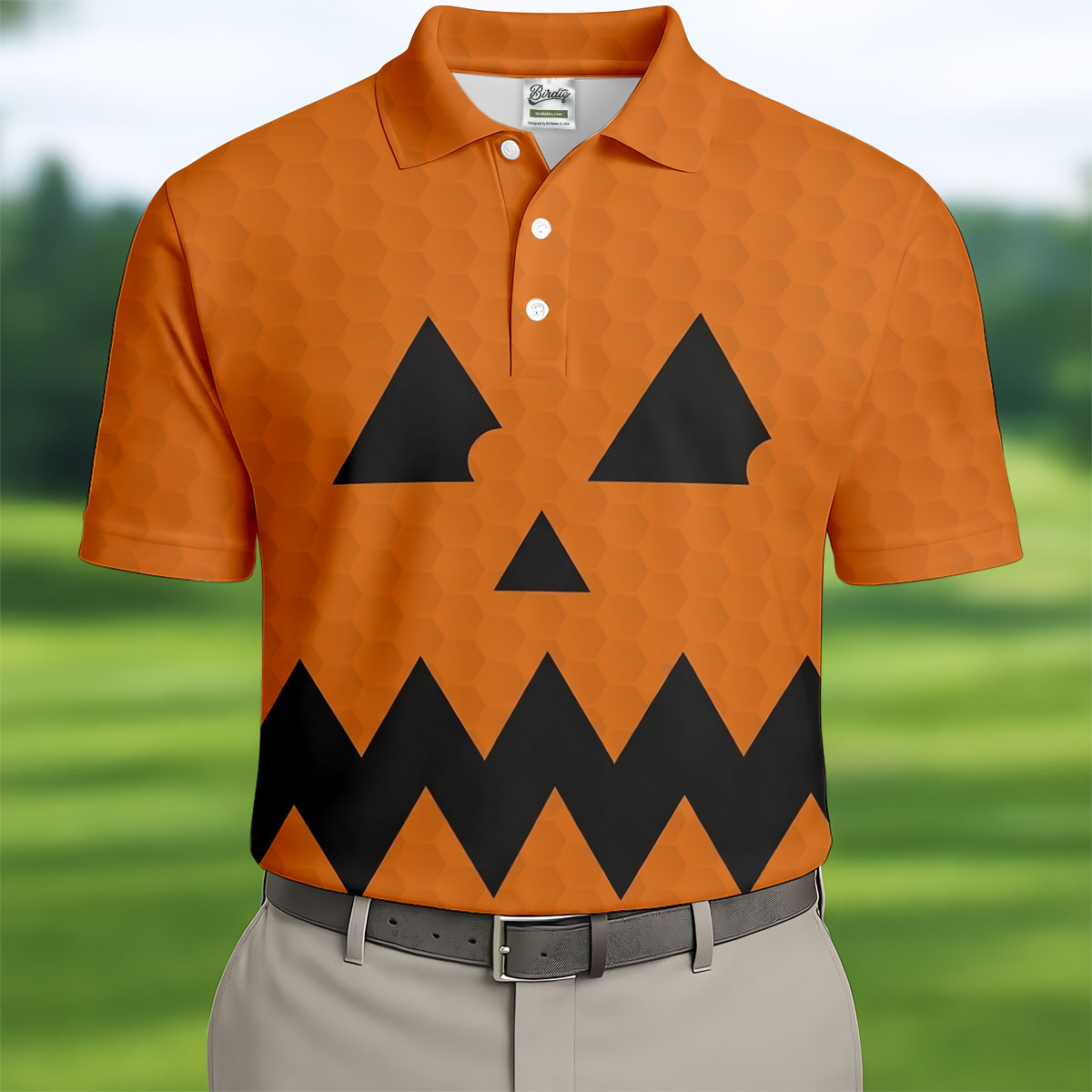 Halloween Jack O Lantern Golf Shirt, Men's Golf Shirt, Hawaiian Golf Shirt