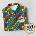 Love Needs No Words Autism Awareness Jigsaw Puzzle Pieces Golf Shirt For Women, Ladies Golf Polos