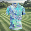 Pastel Gradient Feather Hawaiian Golf Shirt, Golf Tops For Men, Golf Shirts For Men