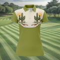 Desert Cactus Roadrunner Golf Polo Shirt, Ladies Golf Tops, Women's Golf Apparel