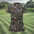 Occult Theme Sketch Style Hawaiian Golf Shirt, Women's Golf Tops, Ladies Golf Shirts