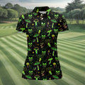 Mushroom And Skull Neon Pattern Hawaiian Golf Shirt, Fun Golf Shirt, Women's Golf Tops
