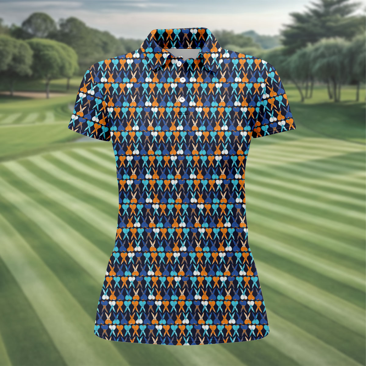 Funny Scissors Pattern Golf Polo Shirt, Golf Shirts For Women, Women's Golf Apparel