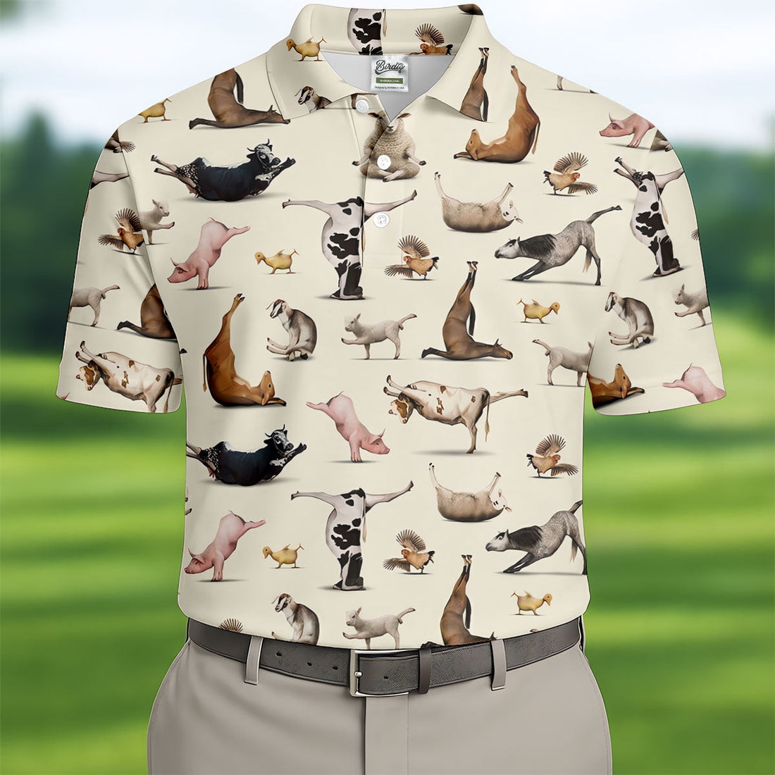 Funny Farm Animals Yoga Golf Shirt, Golf Shirts For Men, Men's Golf Shirt, Hawaiian Golf Shirt