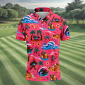 Pink Bigfoot Aloha Beach Vacation Golf Shirt, Mens Golf Polo, Printed Golf Shirts