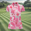 Pink Paisley Floral Pattern Golf Shirt, Golf Tops For Women, Hawaiian Golf Shirt, Women’s Golf Apparel