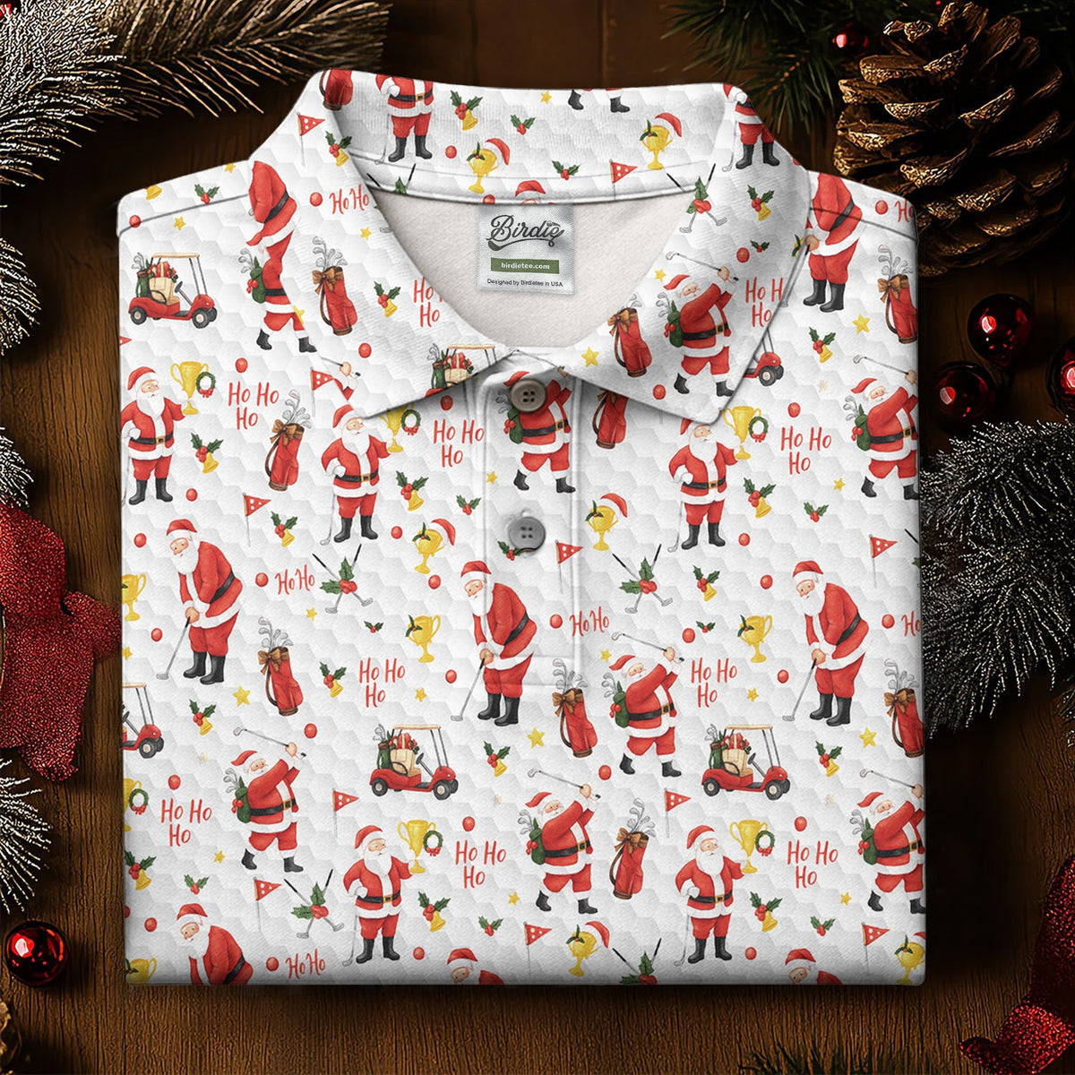 Ho Ho Ho Santa Golf Tops For Men, Christmas Golf Shirt, Fun Golf Shirts For Men, Polo Shirts For Men