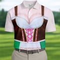 Funny Oktoberfest Dirndl Costume Polo Shirt, Mens Golf Polo, Golf Shirts For Men