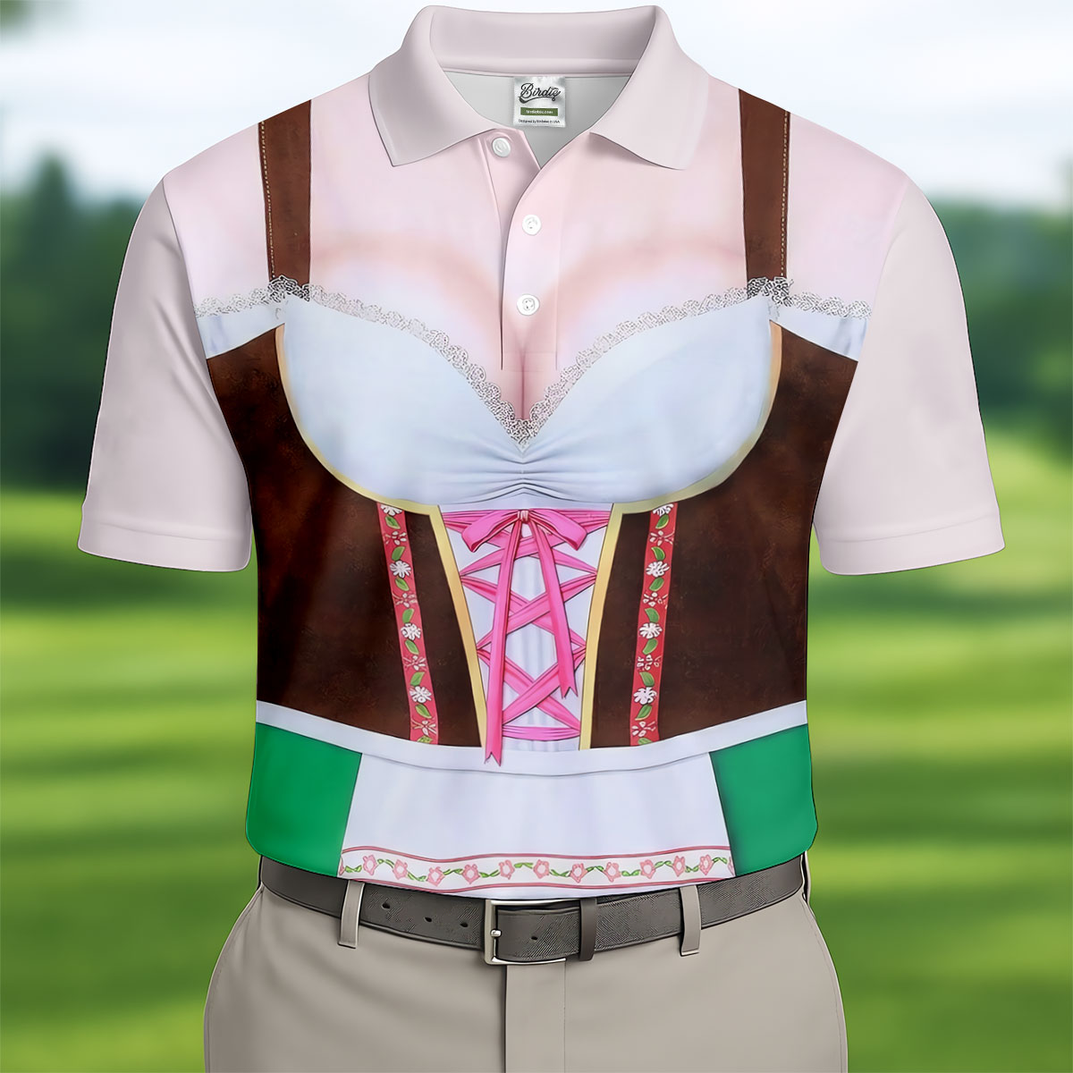Funny Oktoberfest Dirndl Costume Polo Shirt, Mens Golf Polo, Golf Shirts For Men