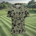 Vintage Mushroom Sketch Pattern Hawaiian Golf Shirt, Printed Golf Shirts, Golf Apparel For Men