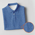 Blue Text Pattern Golf Polo Shirt, Golf Polo Shirts For Men, Mens Golf Apparel