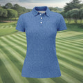 Blue Text Pattern Golf Polo Shirt, Ladies Golf Shirts, Golf Tops For Women