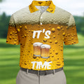 It's Time Golf And Beer Men's Funny Golf Shirts, Hawaiian Golf Shirt, Polo Shirts For Men