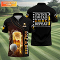Swing Swear Drink Repeat Funny Golf Polo Shirt, Mens Golf Gift, Golf Lover Gift