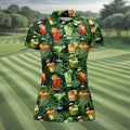 Tropical Cocktail Coconut And Palm Leaf Golf Polo, Hawaiian Golf Shirt, Golf Polo For Women