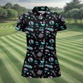 Flamingo Tropical Gradient Colors Retro Golf Shirt, Women's Golf Tops, Ladies Golf Shirt