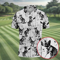 Vintage Golfing Dogs Pattern Golf Polo Shirt, Mens Golf Shirts, Golf Apparel For Men