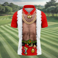 Funny Santa Gold Chain Christmas Golf Shirt, Mens Golf Polo, Golf Apparel For Men
