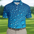 Rain Drops Blue Golf Shirt, Golf Tops For Men, Golf Shirts For Men, Polo Shirts For Men