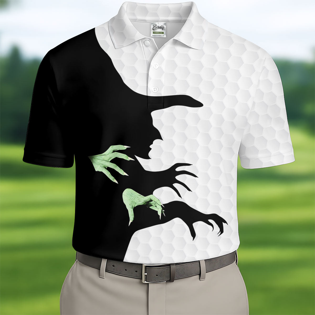Halloween Wicked Witch Shadow Golf Shirt, Men's Golf Shirt, Hawaiian Golf Shirt